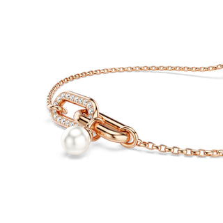 Constella bracelet, Crystal pearl, Round cut, White, Rose gold-tone plated