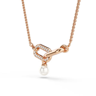 Constella pendant, Crystal pearl, Round cut, White, Rose gold-tone plated