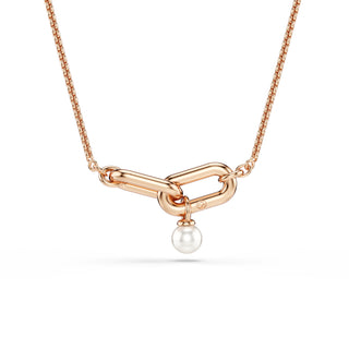 Constella pendant, Crystal pearl, Round cut, White, Rose gold-tone plated