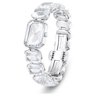 Watch, Octagon cut bracelet, White, Stainless steel