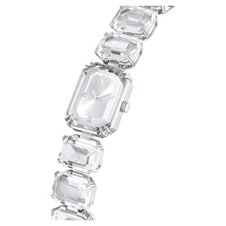 Watch, Octagon cut bracelet, White, Stainless steel