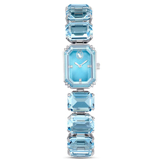 Watch, Octagon cut bracelet, Blue, Stainless steel