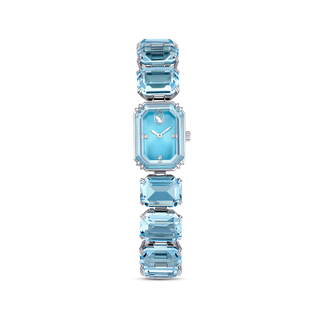 Watch, Octagon cut bracelet, Blue, Stainless steel