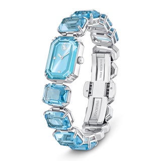 Watch, Octagon cut bracelet, Blue, Stainless steel