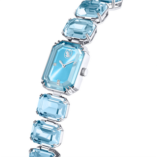 Watch, Octagon cut bracelet, Blue, Stainless steel