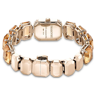 Watch, Octagon cut bracelet, Brown, Champagne gold-tone finish