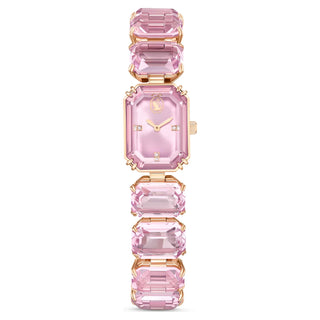 Watch, Octagon cut bracelet, Pink, Rose gold-tone finish
