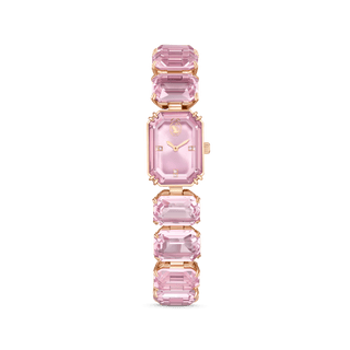 Watch, Octagon cut bracelet, Pink, Rose gold-tone finish