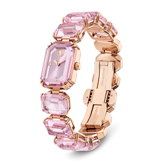 Watch, Octagon cut bracelet, Pink, Rose gold-tone finish
