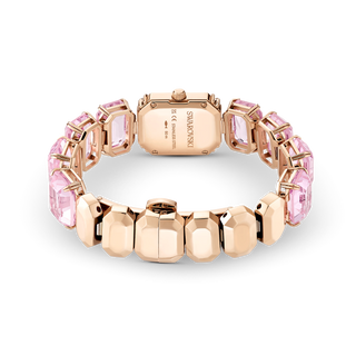 Watch, Octagon cut bracelet, Pink, Rose gold-tone finish