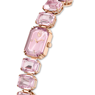 Watch, Octagon cut bracelet, Pink, Rose gold-tone finish