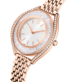 Crystalline aura watch, Swiss Made, Metal bracelet, Rose gold tone, Rose gold-tone finish