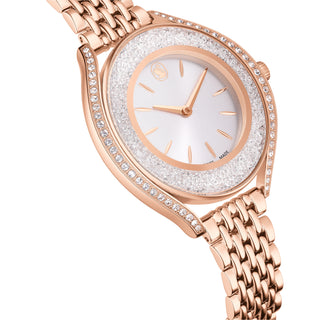 Crystalline aura watch, Swiss Made, Metal bracelet, Rose gold tone, Rose gold-tone finish