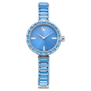 Matrix bangle watch, Swiss Made, Crystal bracelet, Blue, Stainless steel