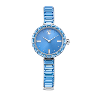 Matrix bangle watch, Swiss Made, Crystal bracelet, Blue, Stainless steel