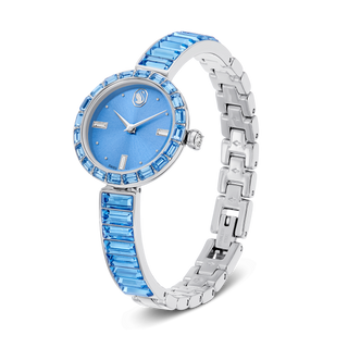 Matrix bangle watch, Swiss Made, Crystal bracelet, Blue, Stainless steel