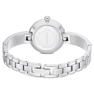 Matrix bangle watch, Swiss Made, Crystal bracelet, Blue, Stainless steel