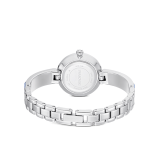 Matrix bangle watch, Swiss Made, Crystal bracelet, Blue, Stainless steel