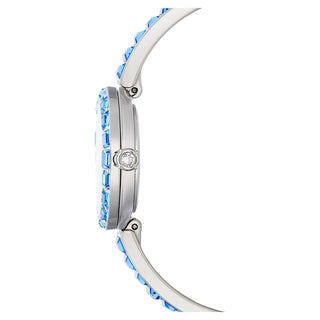 Matrix bangle watch, Swiss Made, Crystal bracelet, Blue, Stainless steel