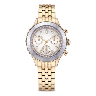 Octea chrono watch, Swiss Made, Metal bracelet, Gold tone, Champagne gold-tone finish
