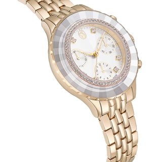 Octea chrono watch, Swiss Made, Metal bracelet, Gold tone, Champagne gold-tone finish
