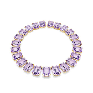 Millenia Tennis Necklace, Octagon cut, Purple, Gold-tone plated