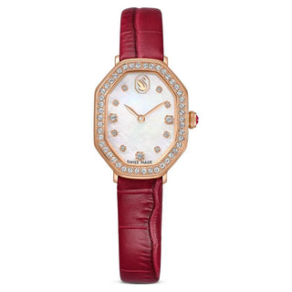 Dextera octagon watch
Swiss Made, Leather strap, Red, Rose gold-tone finish