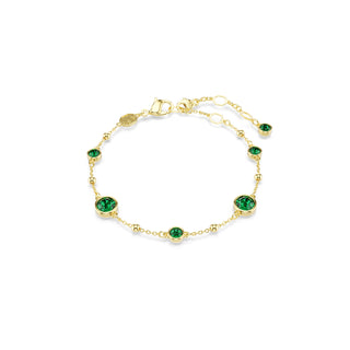 Imber bracelet, Round cut, Green, Gold-tone plated