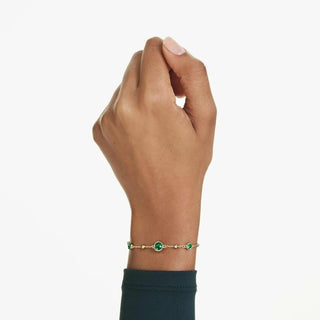 Imber bracelet, Round cut, Green, Gold-tone plated