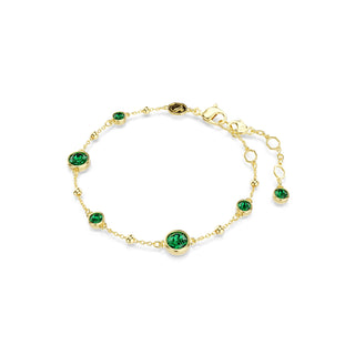 Imber bracelet, Round cut, Green, Gold-tone plated