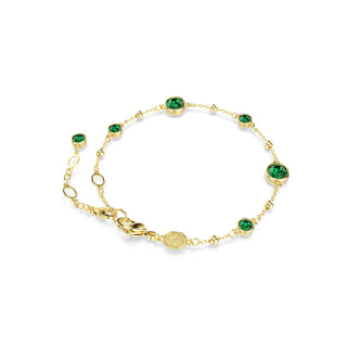 Imber bracelet, Round cut, Green, Gold-tone plated