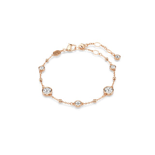 Imber bracelet, Round cut, White, Rose gold-tone plated