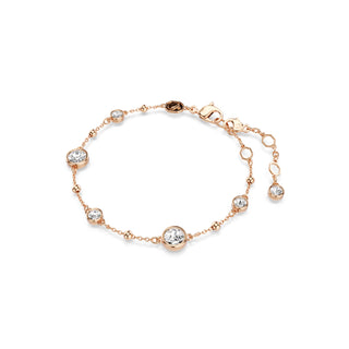 Imber bracelet, Round cut, White, Rose gold-tone plated