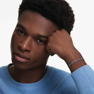 Imber bracelet, Round cut, Blue, Rhodium plated