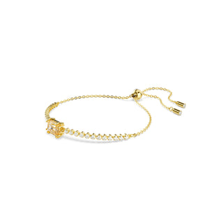 Matrix Tennis bracelet, Mixed cuts, Caramel, Gold-tone plated