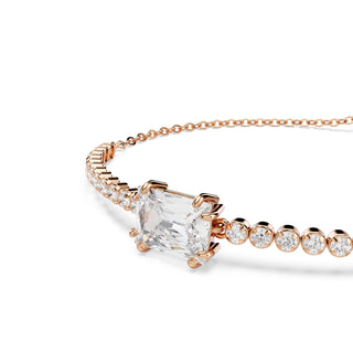 Matrix Tennis bracelet, Mixed cuts, White, Rose gold-tone plated