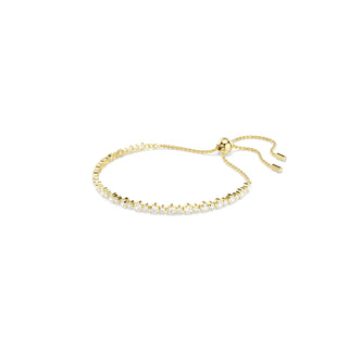 Matrix Tennis bracelet, Round cut, White, Gold-tone plated
