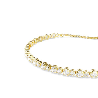 Matrix Tennis bracelet, Round cut, White, Gold-tone plated