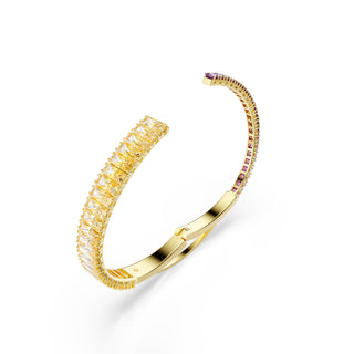 Matrix bangle, Mixed cuts, Multicolored, Gold-tone plated