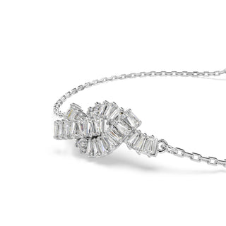 Matrix bracelet, Baguette cut, Knot, White, Rhodium plated