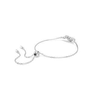 Matrix bracelet, Baguette cut, Knot, White, Rhodium plated