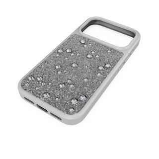 High smartphone case, Flat Back crystals, iPhone® 17 Pro, Silver tone