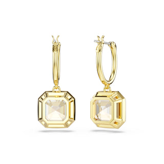Millenia drop earrings, Square cut, Caramel, Gold-tone plated