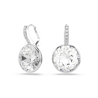 Millenia drop earrings, Round cut, White, Rhodium plated