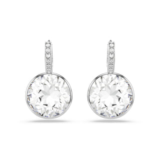 Millenia drop earrings, Round cut, White, Rhodium plated