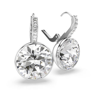 Millenia drop earrings, Round cut, White, Rhodium plated