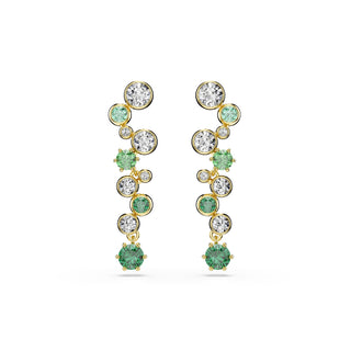 Constella drop earrings, Mixed cuts, Green, Gold-tone plated