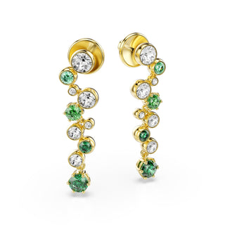 Constella drop earrings, Mixed cuts, Green, Gold-tone plated