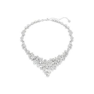 Constella necklace, Mixed cuts, Clasp, White, Rhodium plated