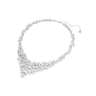 Constella necklace, Mixed cuts, Clasp, White, Rhodium plated
